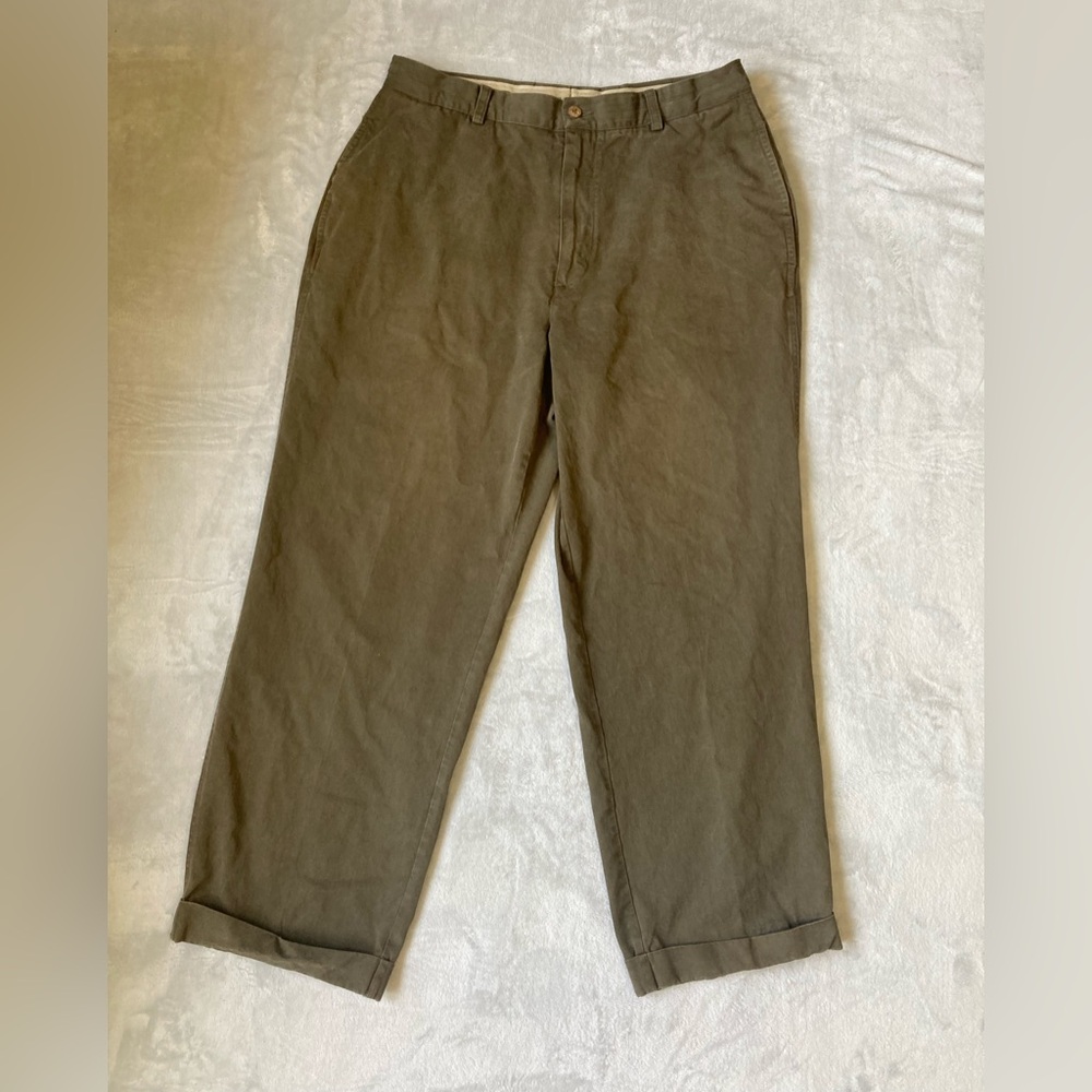 Tommy Bahama Mens Chino Pants Olive Green 34 cuffed